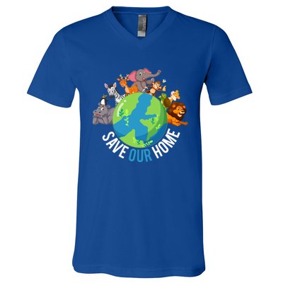 Earth Day Save Our Home Animals Wildlife Environt Planet Gift V-Neck T-Shirt