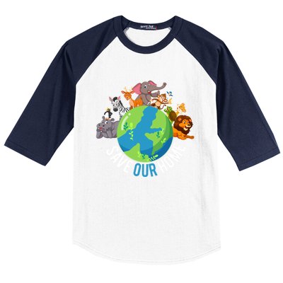 Earth Day Save Our Home Animals Wildlife Environt Planet Gift Baseball Sleeve Shirt