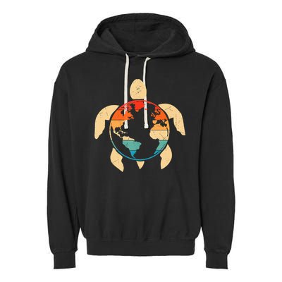 Earth Day Save Environment Cute Turtle Planet Protection Garment-Dyed Fleece Hoodie