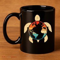 Earth Day Save Environment Cute Turtle Planet Protection 11oz C Handle Ceramic Mug