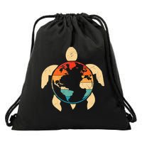 Earth Day Save Environment Cute Turtle Planet Protection Drawstring Bag