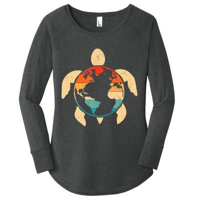 Earth Day Save Environment Cute Turtle Planet Protection Women's Perfect Tri Tunic Long Sleeve Shirt