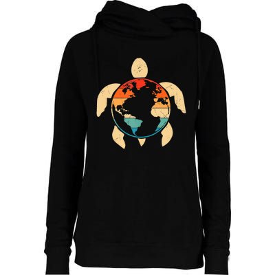 Earth Day Save Environment Cute Turtle Planet Protection Womens Funnel Neck Pullover Hood