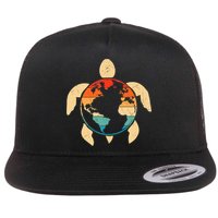 Earth Day Save Environment Cute Turtle Planet Protection Flat Bill Trucker Hat