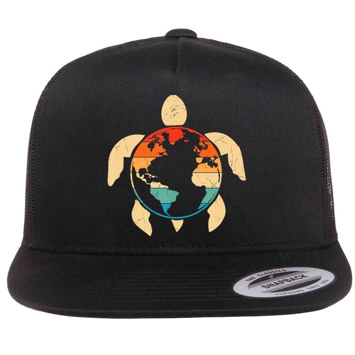 Earth Day Save Environment Cute Turtle Planet Protection Flat Bill Trucker Hat