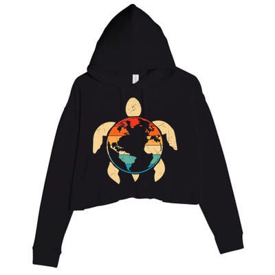 Earth Day Save Environment Cute Turtle Planet Protection Crop Fleece Hoodie