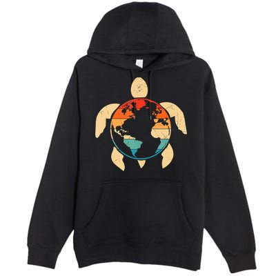 Earth Day Save Environment Cute Turtle Planet Protection Premium Pullover Hoodie