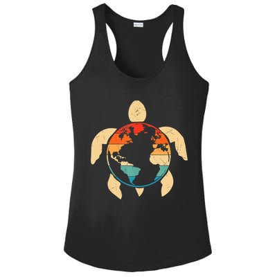 Earth Day Save Environment Cute Turtle Planet Protection Ladies PosiCharge Competitor Racerback Tank