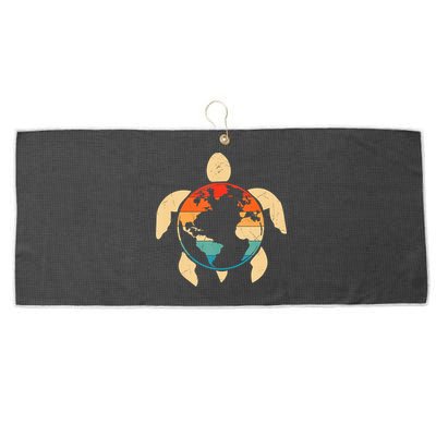 Earth Day Save Environment Cute Turtle Planet Protection Large Microfiber Waffle Golf Towel