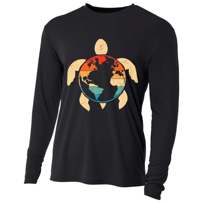 Earth Day Save Environment Cute Turtle Planet Protection Cooling Performance Long Sleeve Crew