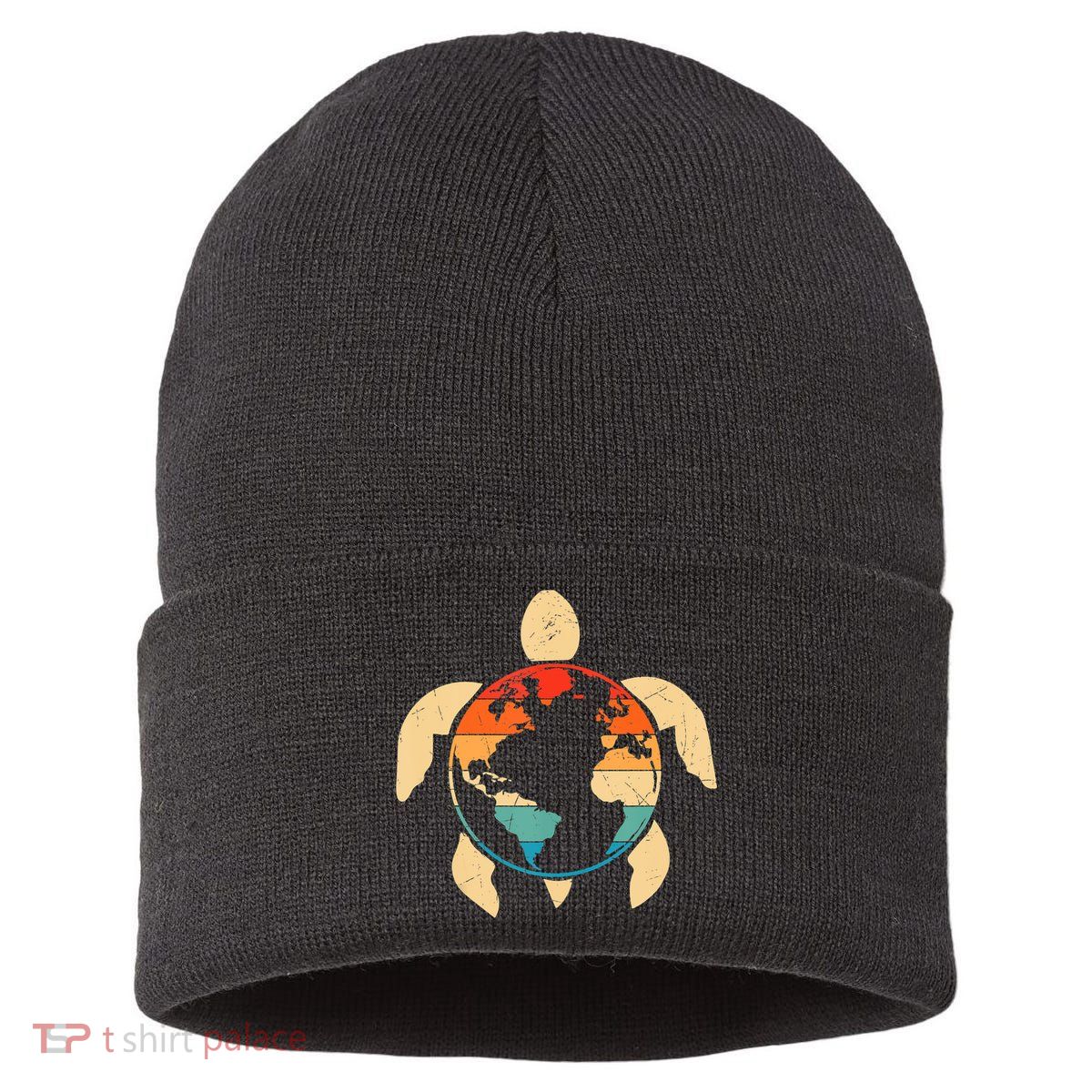 Earth Day Save Environment Cute Turtle Planet Protection Sustainable Knit Beanie