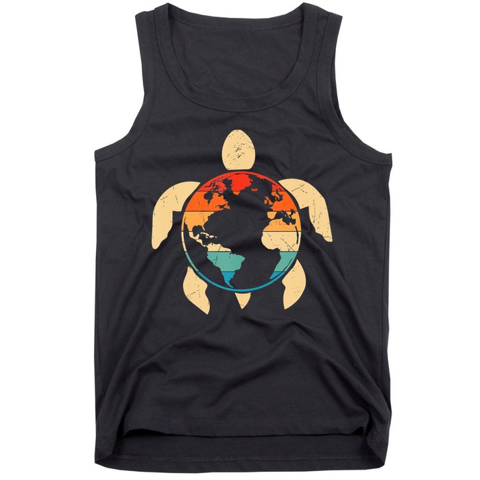 Earth Day Save Environment Cute Turtle Planet Protection Tank Top