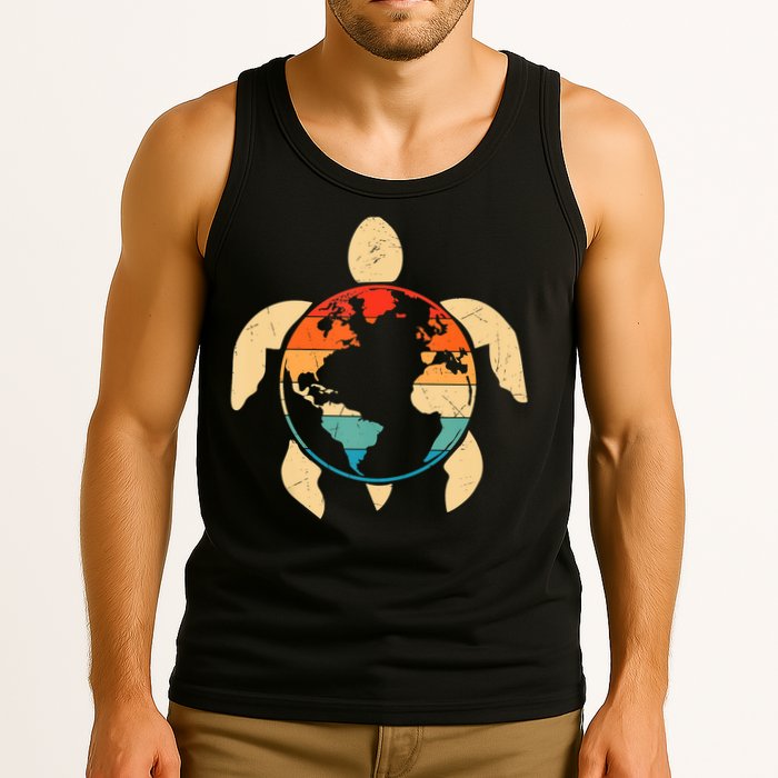 Earth Day Save Environment Cute Turtle Planet Protection Tank Top