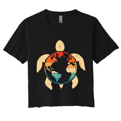 Earth Day Save Environment Cute Turtle Planet Protection Crop Top