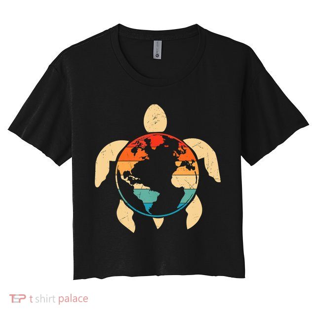 Earth Day Save Environment Cute Turtle Planet Protection Crop Top