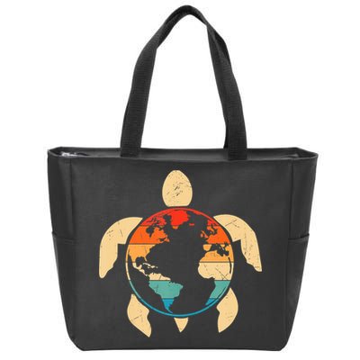 Earth Day Save Environment Cute Turtle Planet Protection Zip Tote Bag