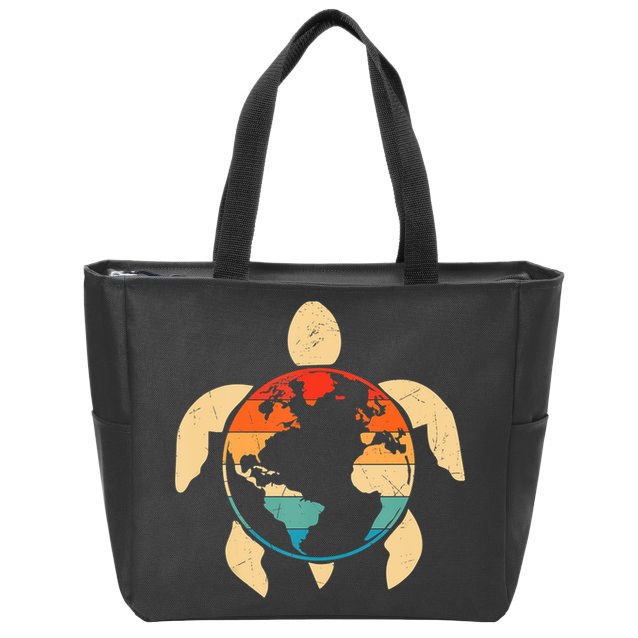 Earth Day Save Environment Cute Turtle Planet Protection Zip Tote Bag