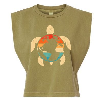 Earth Day Save Environment Cute Turtle Planet Protection Garment-Dyed Women's Muscle Tee