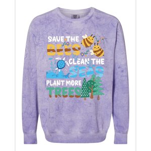 Earth Day Save The Bees Clean The Seas Plant More Trees Meaningful Gift Colorblast Crewneck Sweatshirt