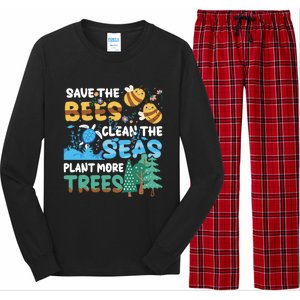 Earth Day Save The Bees Clean The Seas Plant More Trees Meaningful Gift Long Sleeve Pajama Set