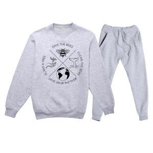 Earth Day Save The Bees Plant More Trees Clean The Seas Premium Crewneck Sweatsuit Set