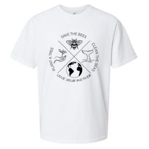 Earth Day Save The Bees Plant More Trees Clean The Seas Sueded Cloud Jersey T-Shirt