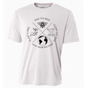 Earth Day Save The Bees Plant More Trees Clean The Seas Cooling Performance Crew T-Shirt