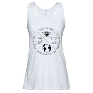 Earth Day Save The Bees Plant More Trees Clean The Seas Ladies Essential Flowy Tank