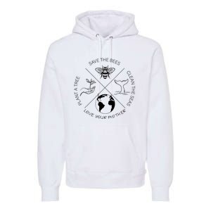 Earth Day Save The Bees Plant More Trees Clean The Seas Premium Hoodie