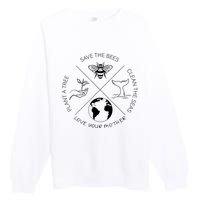 Earth Day Save The Bees Plant More Trees Clean The Seas Premium Crewneck Sweatshirt