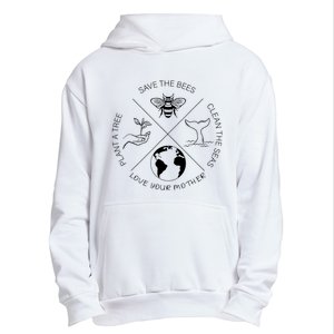 Earth Day Save The Bees Plant More Trees Clean The Seas Urban Pullover Hoodie