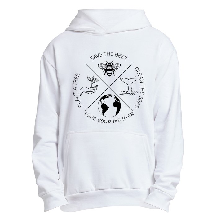 Earth Day Save The Bees Plant More Trees Clean The Seas Urban Pullover Hoodie