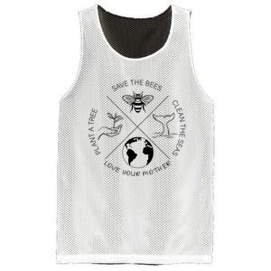 Earth Day Save The Bees Plant More Trees Clean The Seas Mesh Reversible Basketball Jersey Tank