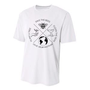 Earth Day Save The Bees Plant More Trees Clean The Seas Performance Sprint T-Shirt