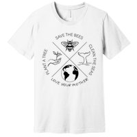 Earth Day Save The Bees Plant More Trees Clean The Seas Premium T-Shirt