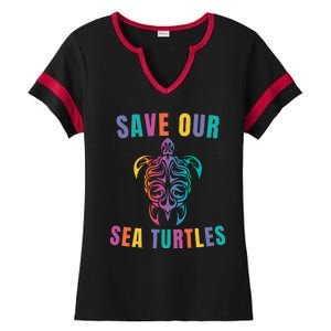 Earth Day, Save Our Sea Turtles, Sea Turtle Lover, Marine Life Ladies Halftime Notch Neck Tee