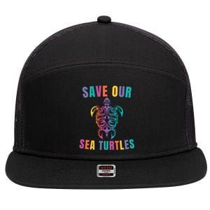 Earth Day, Save Our Sea Turtles, Sea Turtle Lover, Marine Life 7 Panel Mesh Trucker Snapback Hat