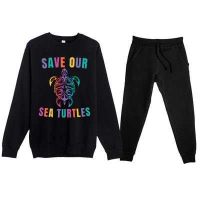 Earth Day, Save Our Sea Turtles, Sea Turtle Lover, Marine Life Premium Crewneck Sweatsuit Set