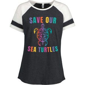 Earth Day, Save Our Sea Turtles, Sea Turtle Lover, Marine Life Enza Ladies Jersey Colorblock Tee