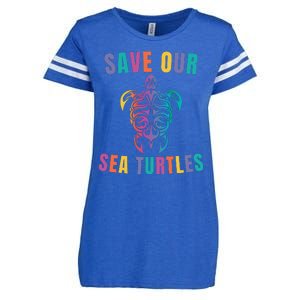 Earth Day, Save Our Sea Turtles, Sea Turtle Lover, Marine Life Enza Ladies Jersey Football T-Shirt