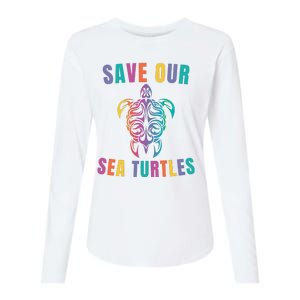 Earth Day, Save Our Sea Turtles, Sea Turtle Lover, Marine Life Womens Cotton Relaxed Long Sleeve T-Shirt