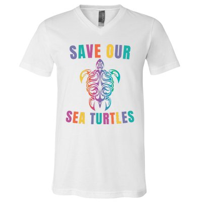 Earth Day, Save Our Sea Turtles, Sea Turtle Lover, Marine Life V-Neck T-Shirt