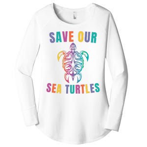 Earth Day, Save Our Sea Turtles, Sea Turtle Lover, Marine Life Women's Perfect Tri Tunic Long Sleeve Shirt