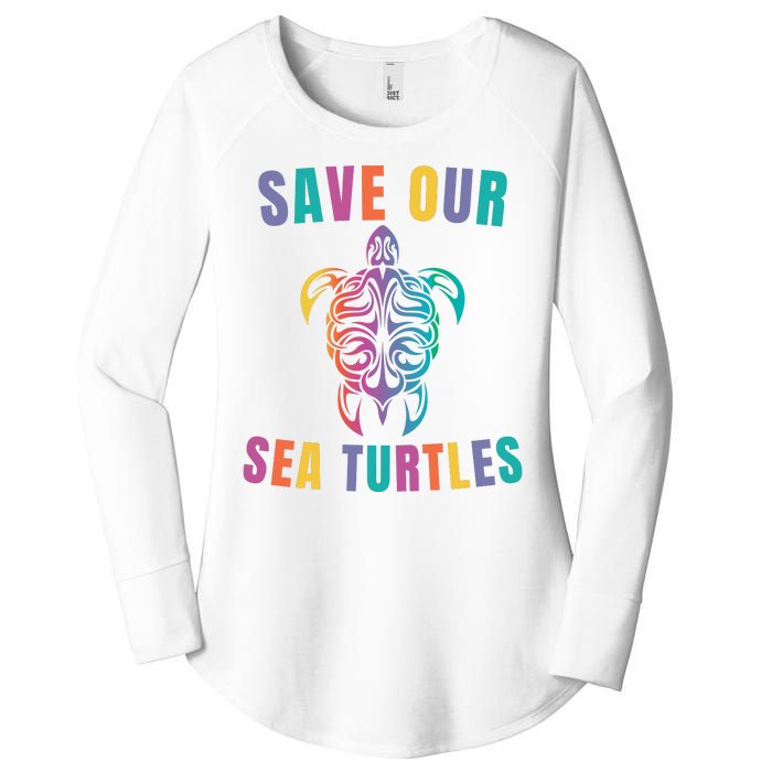 Earth Day, Save Our Sea Turtles, Sea Turtle Lover, Marine Life Women's Perfect Tri Tunic Long Sleeve Shirt