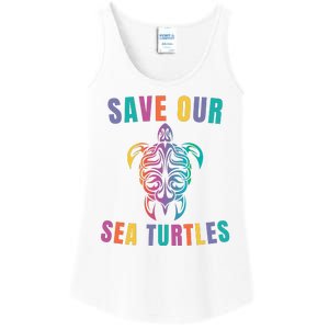 Earth Day, Save Our Sea Turtles, Sea Turtle Lover, Marine Life Ladies Essential Tank