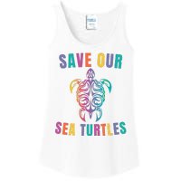 Earth Day, Save Our Sea Turtles, Sea Turtle Lover, Marine Life Ladies Essential Tank