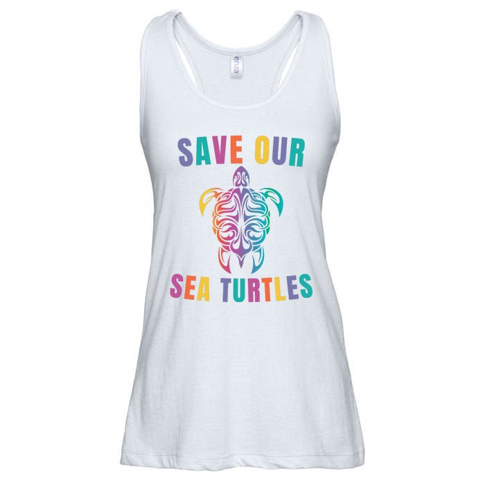 Earth Day, Save Our Sea Turtles, Sea Turtle Lover, Marine Life Ladies Essential Flowy Tank