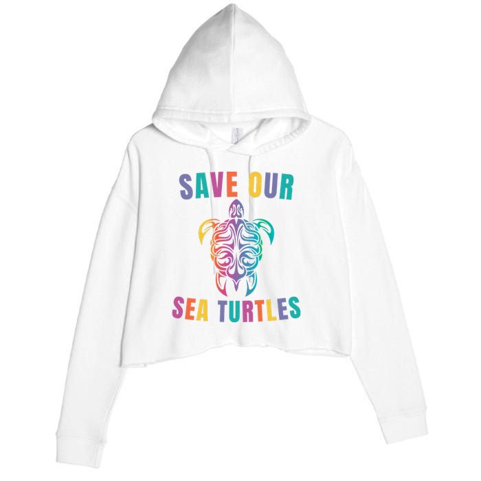 Earth Day, Save Our Sea Turtles, Sea Turtle Lover, Marine Life Crop Fleece Hoodie