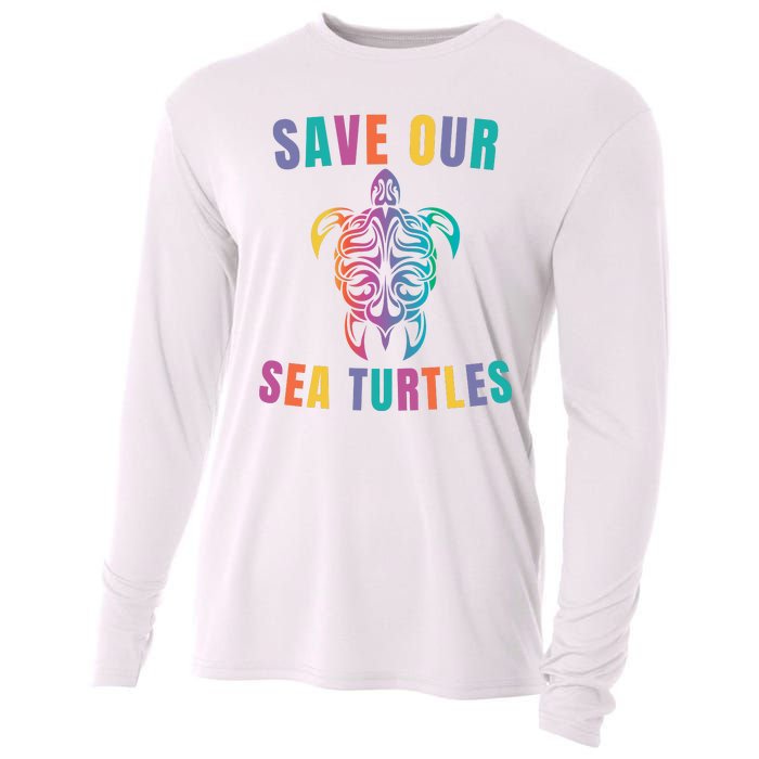 Earth Day, Save Our Sea Turtles, Sea Turtle Lover, Marine Life Cooling Performance Long Sleeve Crew