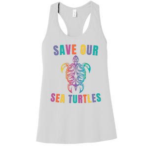 Earth Day, Save Our Sea Turtles, Sea Turtle Lover, Marine Life Women's Racerback Tank